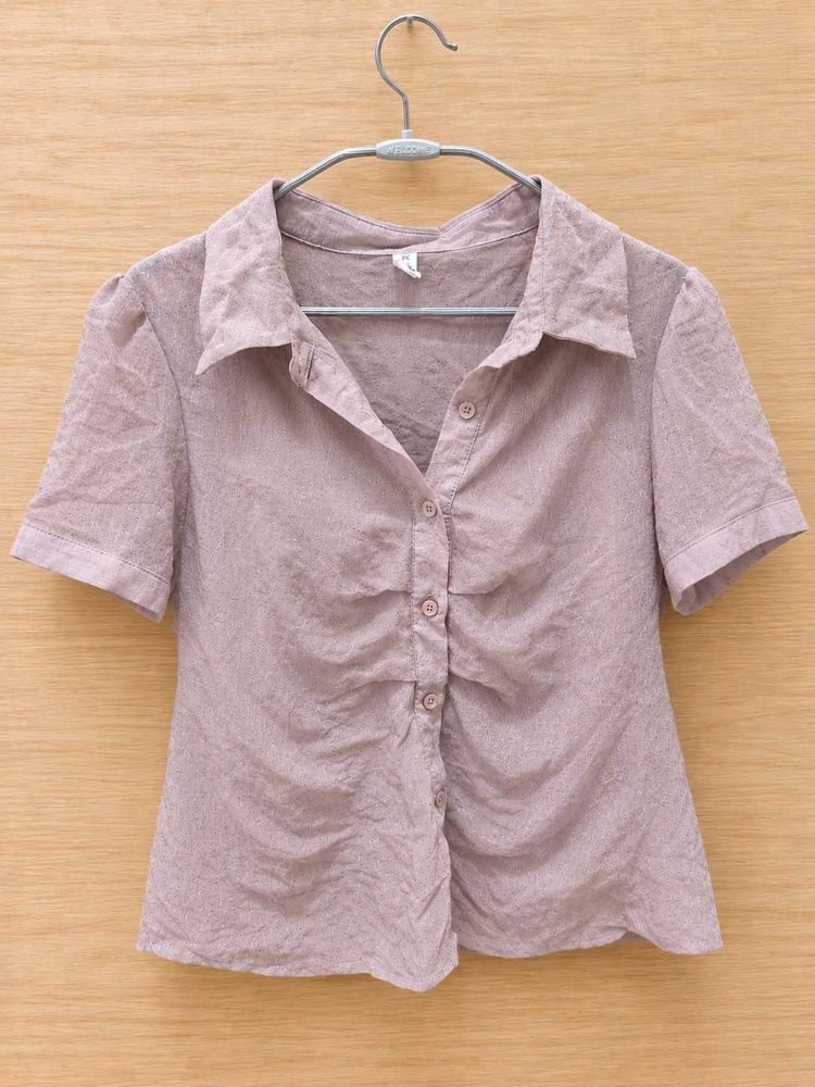 shimmer mauve shirt with attached inner