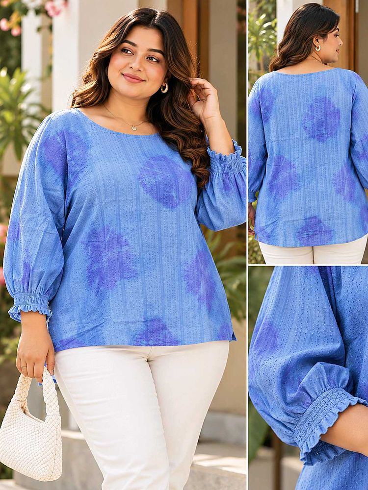 Boho Blue Printed Blouse
