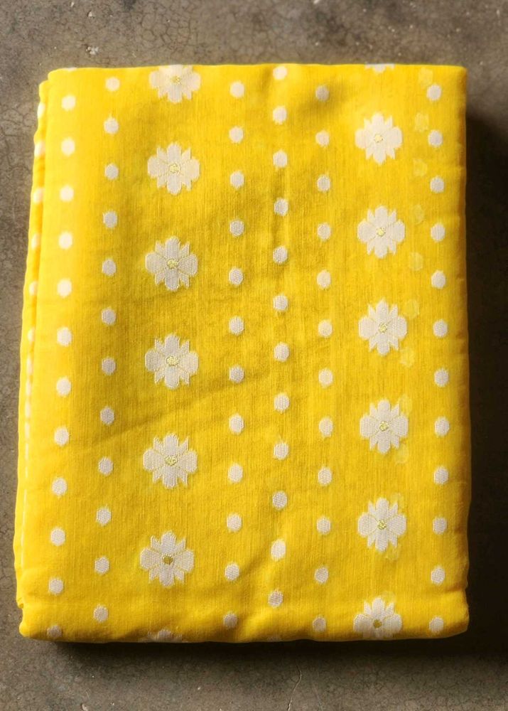 Vibrant Yellow soft all body weaving Jamdani saree