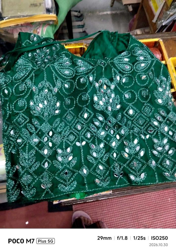 Embroidered Mirror Work     lehenga