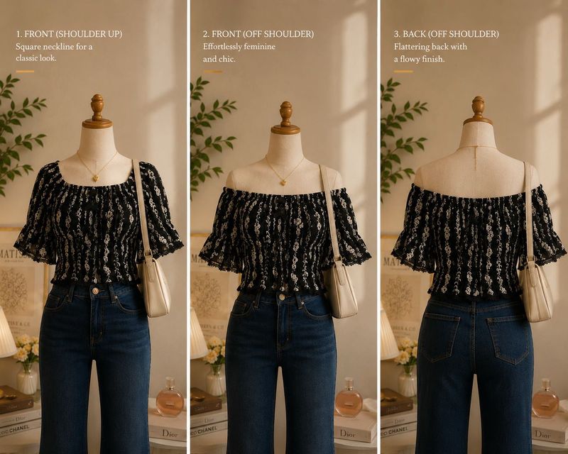 Chic Off-Shoulder Smocked Blouse