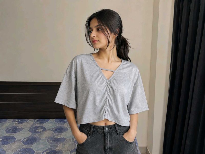 Grey oversized CropTop