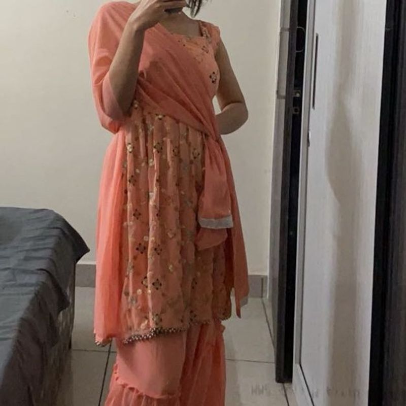 Peach Embroidered Y2k Kurti