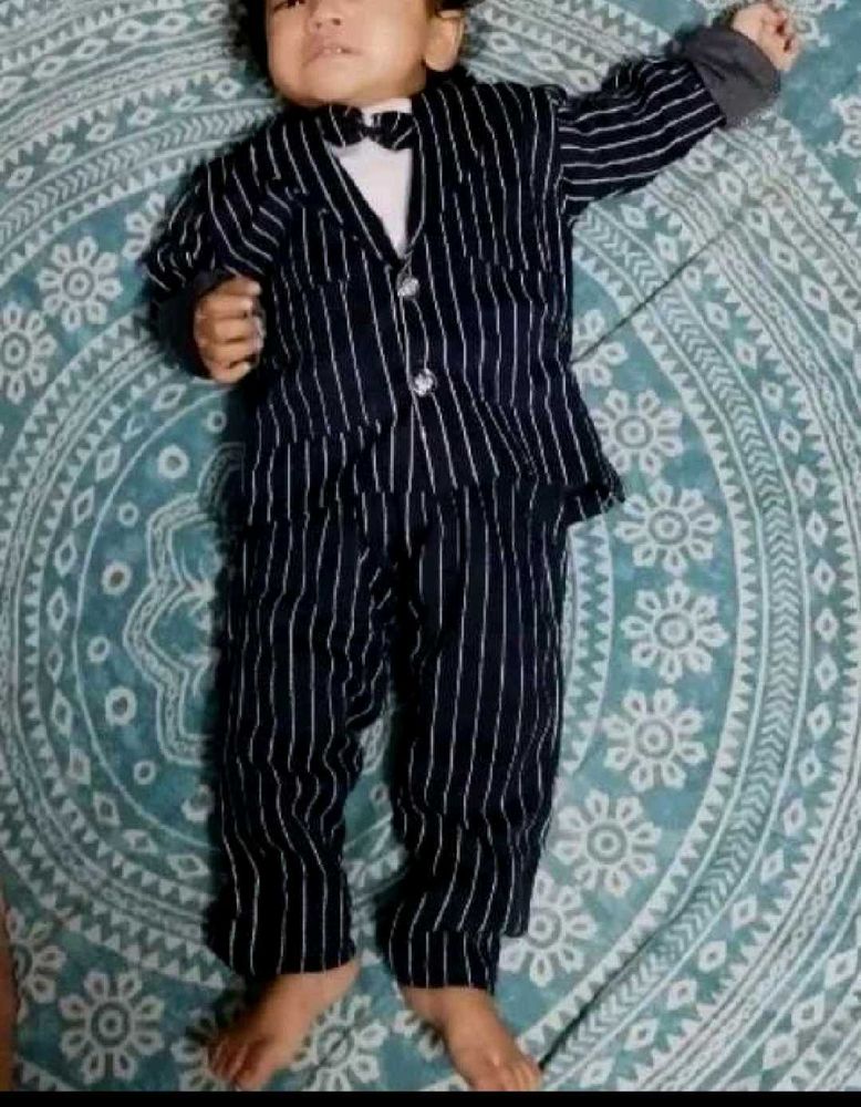 Baby Boy Pinstripe Suit with Bowtie