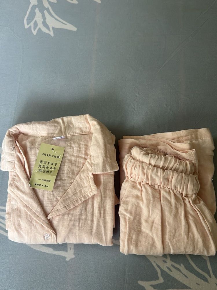 Cozy Cotton Pajama Set - Soft Peach