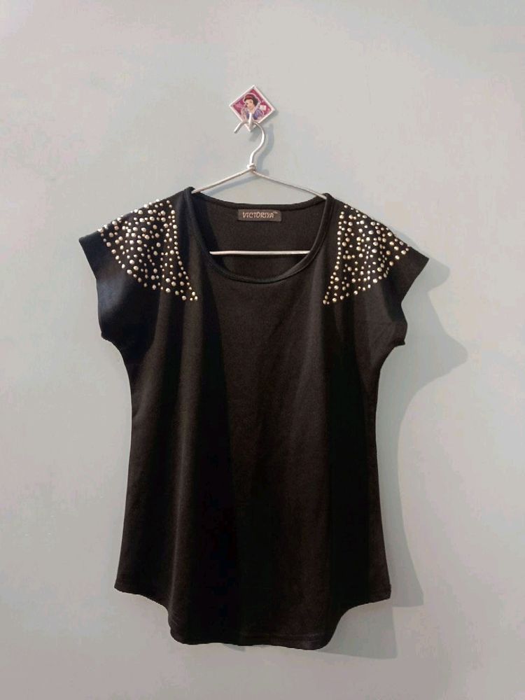 Black Top With Embellished Details