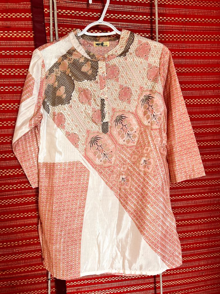 Printed Glitter Beautiful silk Kurta