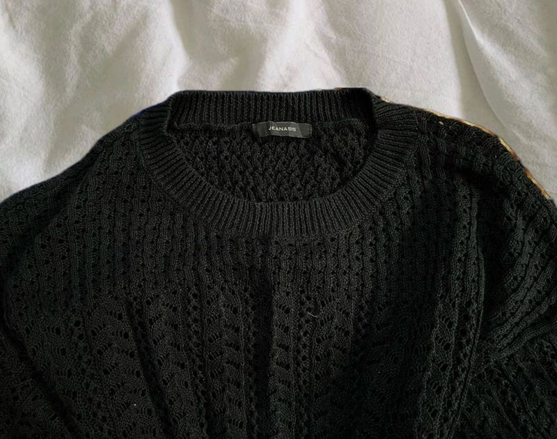 Black Knit Pullover Sweater