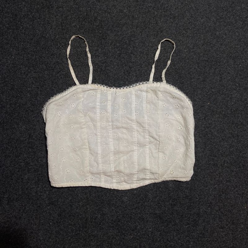 White Eyelet Crop Top