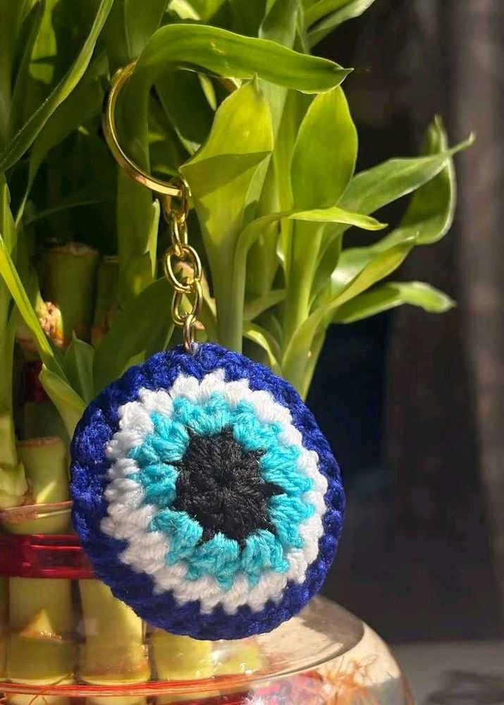 Crochet Evil Eye Keychain