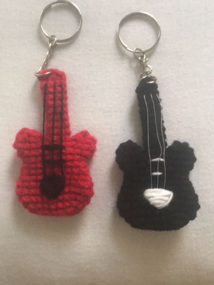 Crochet Guitar Keychains - Music Lover Gift