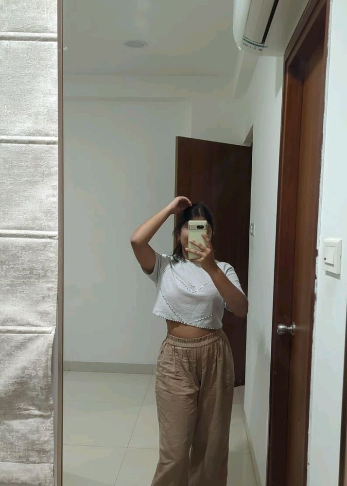 Stylish Crop Top &amp; Wide Leg Pants Set