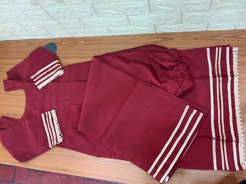 Maroon Kurta Set with Trousers
