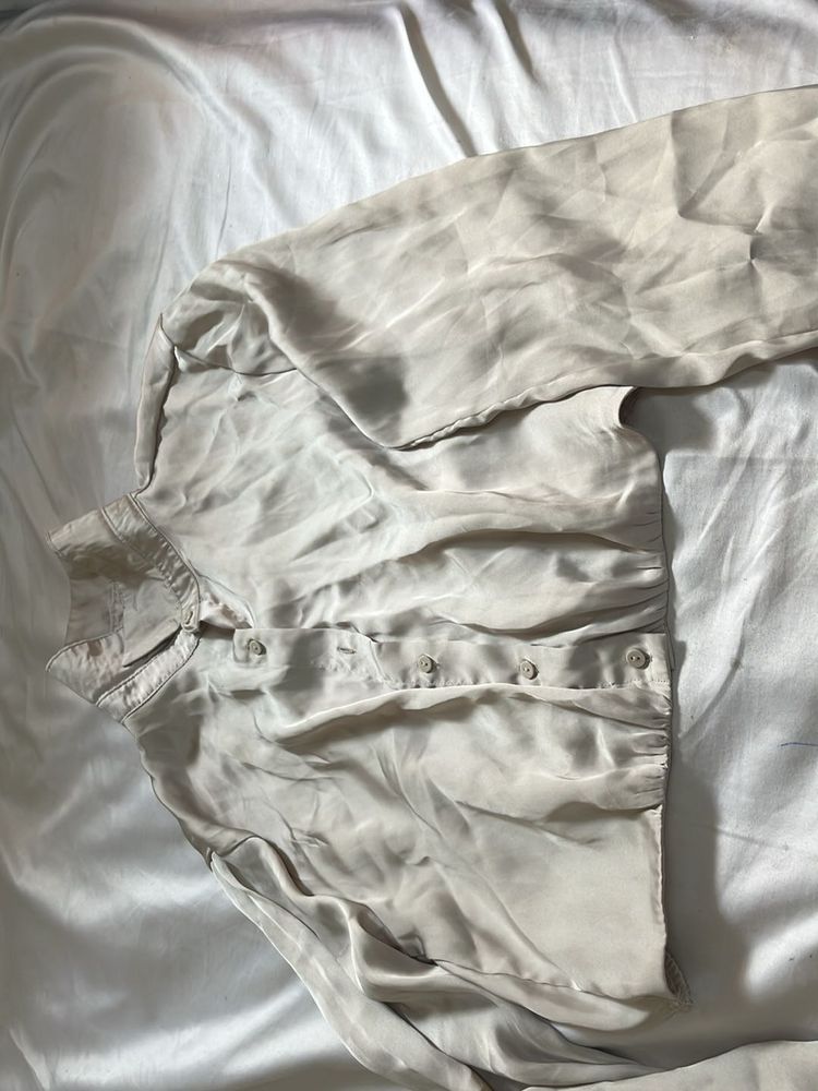 Lightweight Silky Button-Up Shirt