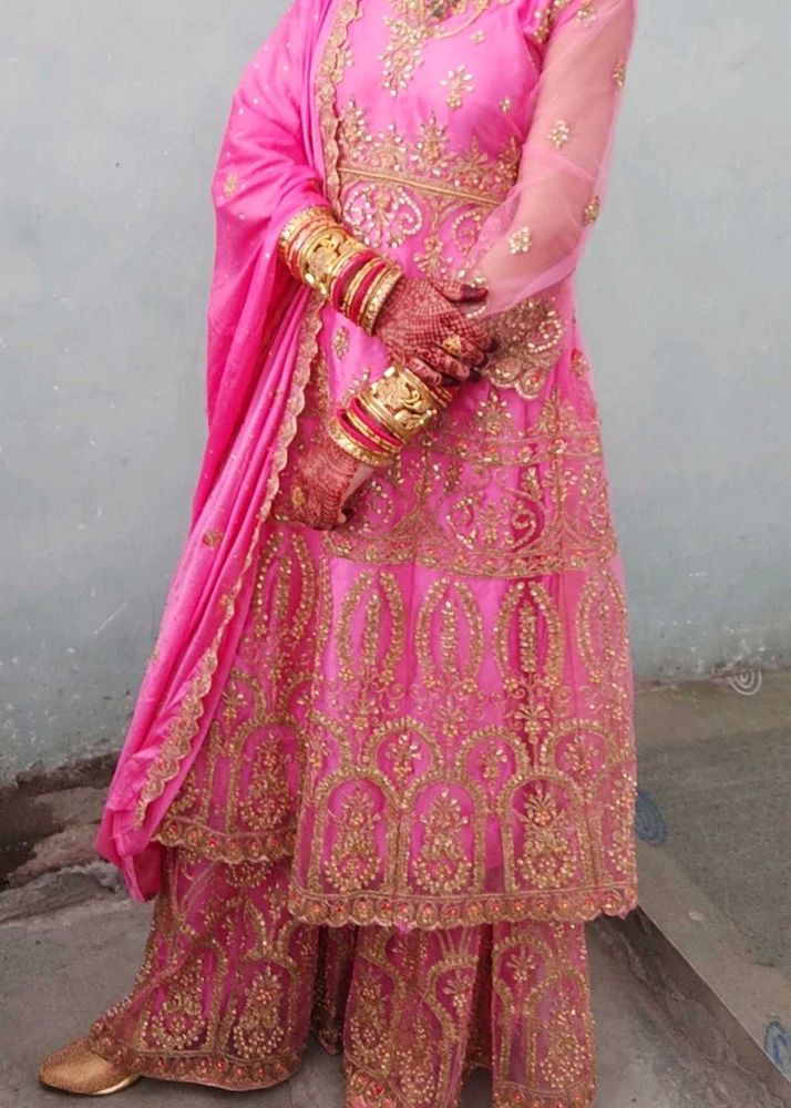 Front Back Fully Embroidered frock sharara set