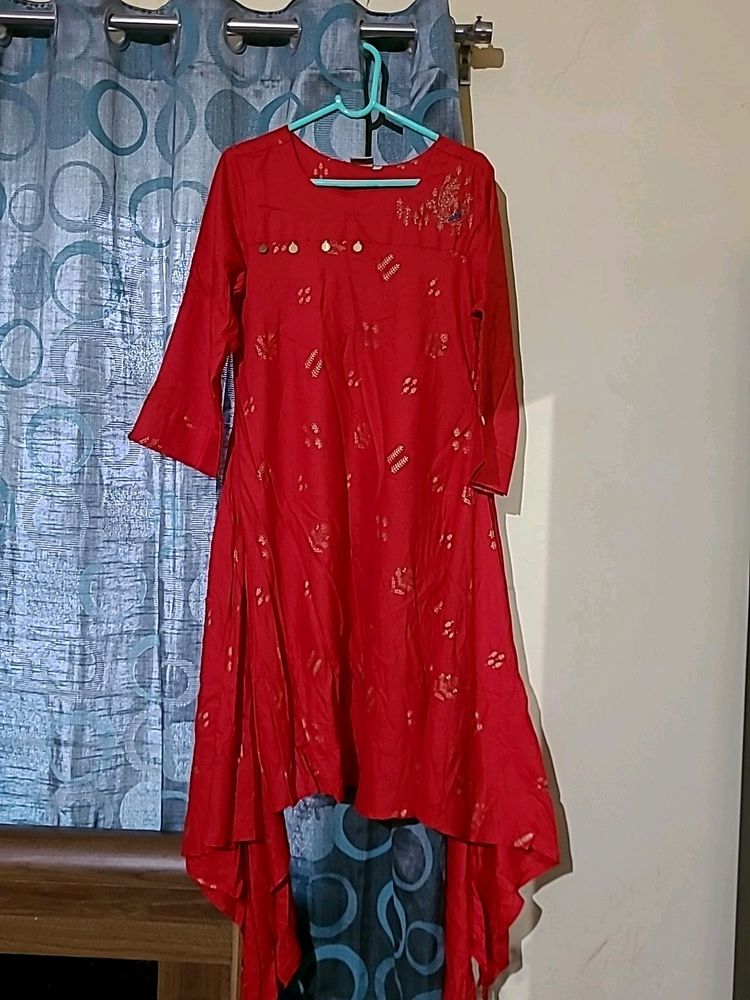 Beautiful Branded Red Asynchronous Kurta