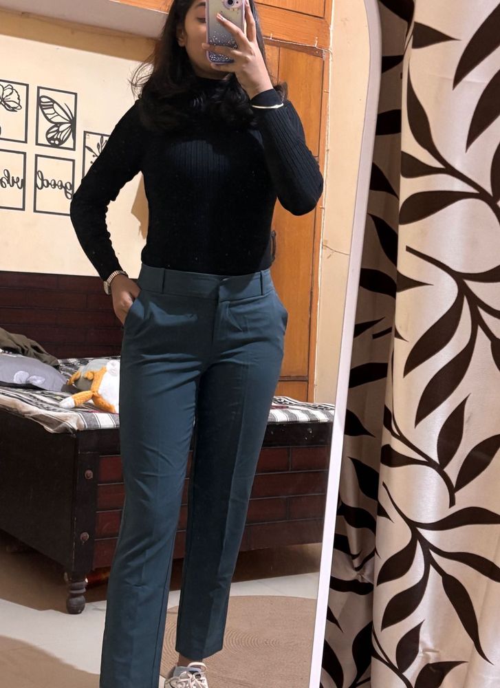 Bottle Green Straight Leg Pants