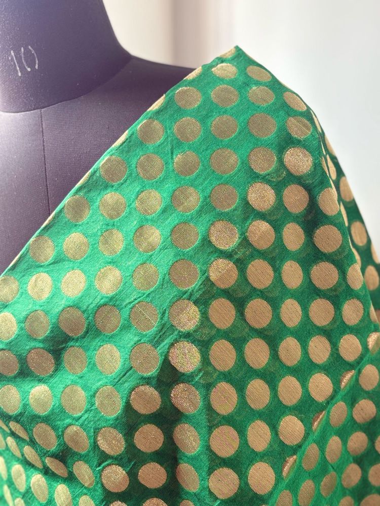 Vibrant Green Polka Dot blouse piece