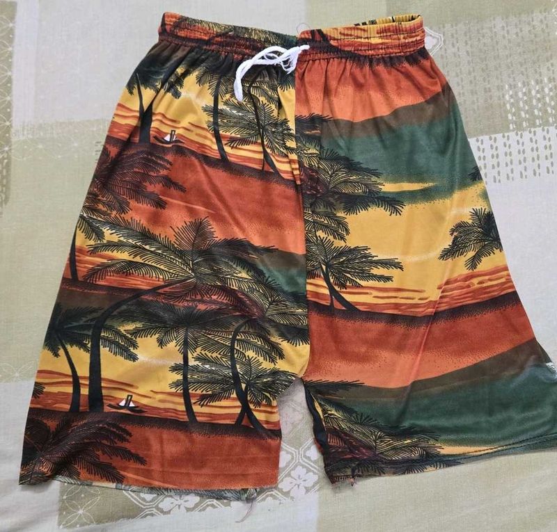 Tropical Print Beach Shorts