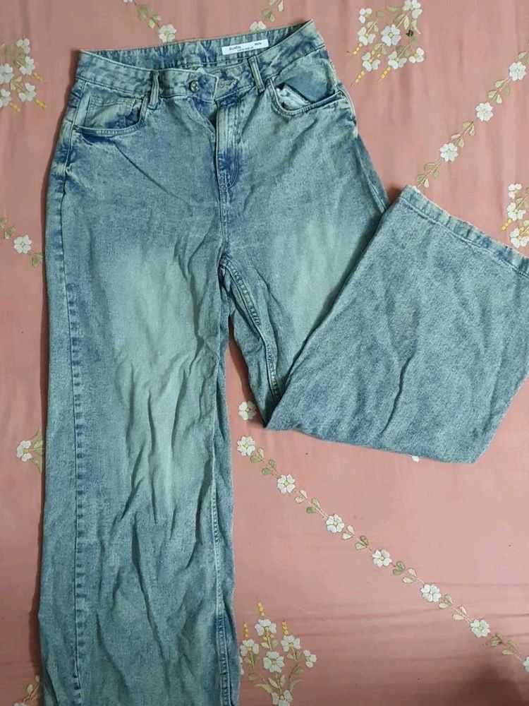 Zudio Acid Wash Wide Leg Jeans