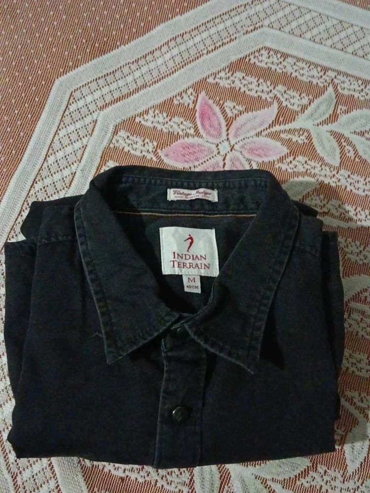 Indian Terrain Men's Black Denim Shirt