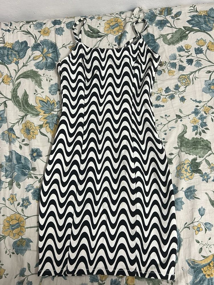Black &amp; White Swirl Mini Dress