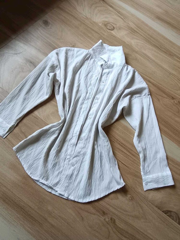 combo Crushed Fabric Long Sleeve Shirt