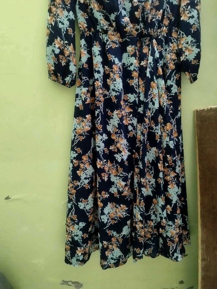Navy Floral Print Maxi Dress