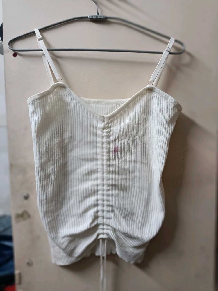 White Ruched Cami Top