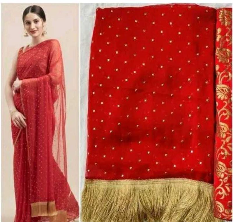 Stunning Red Saree with Gold Embellishments