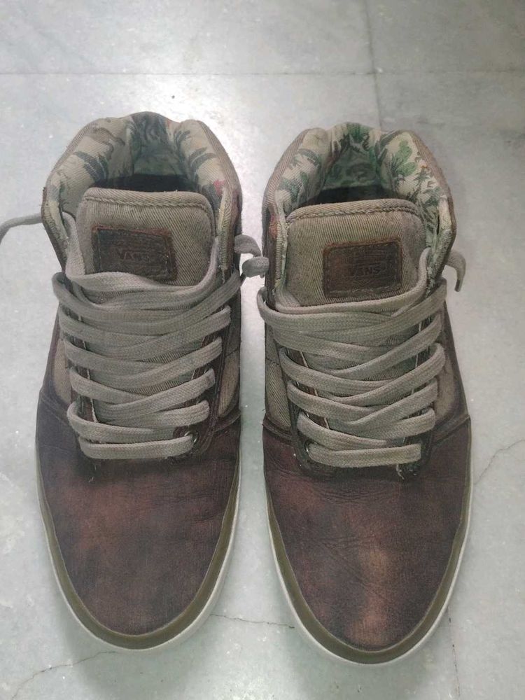 Vans Sk8-Mid Brown Leather Sneakers