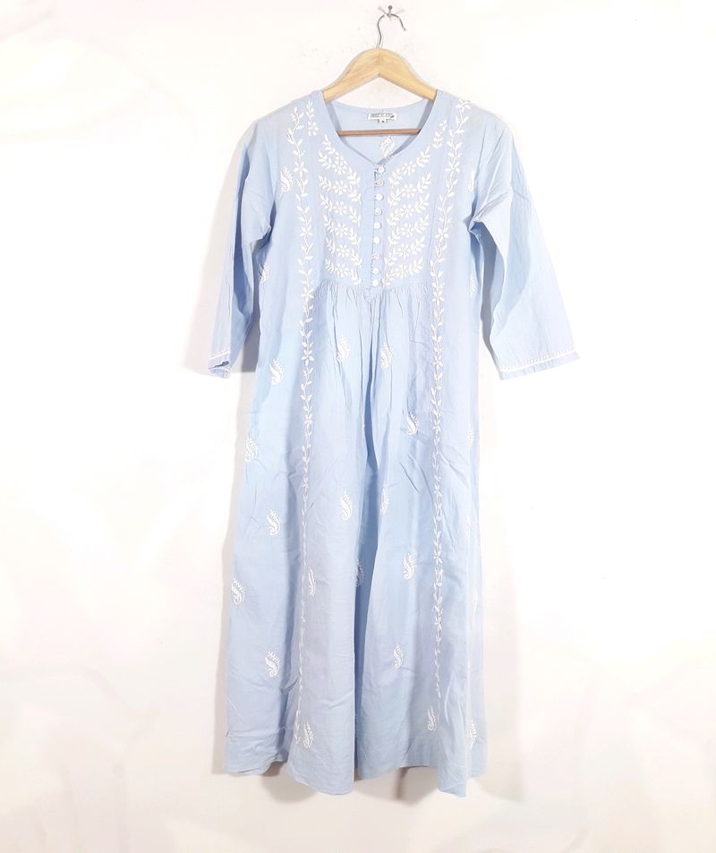 Light Blue Embroidery Kurta (Women's)
