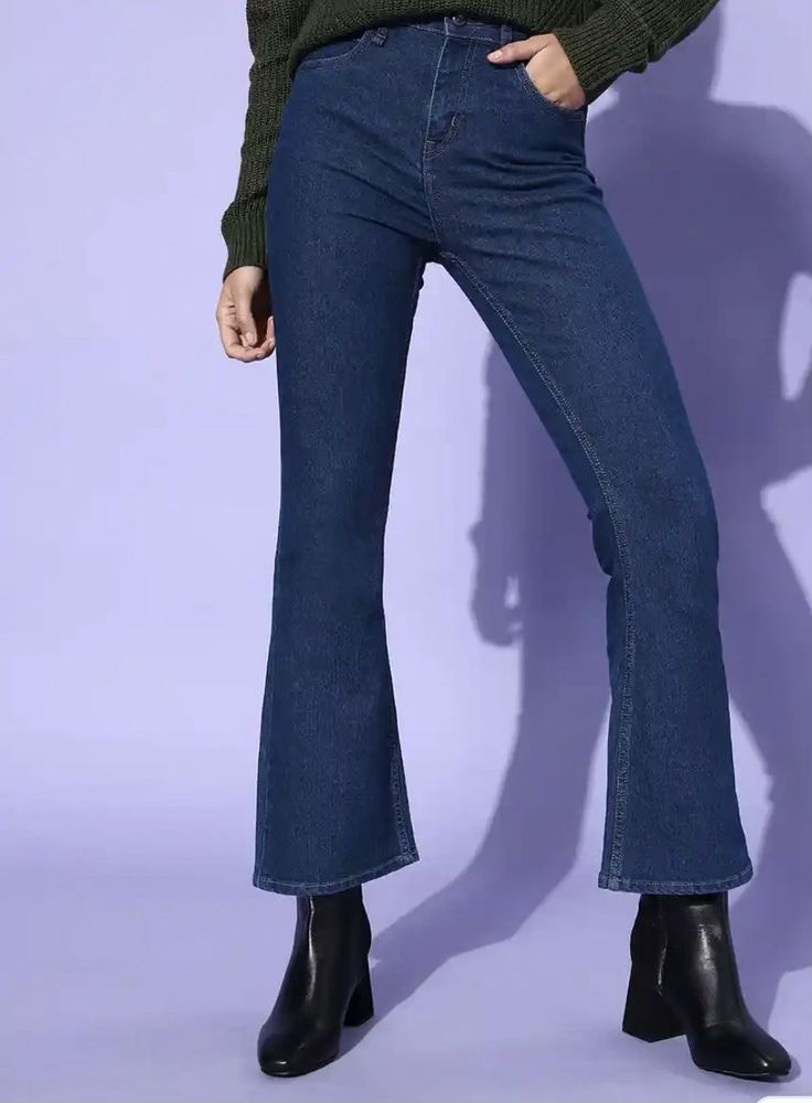 Flared Blue Denim Jeans