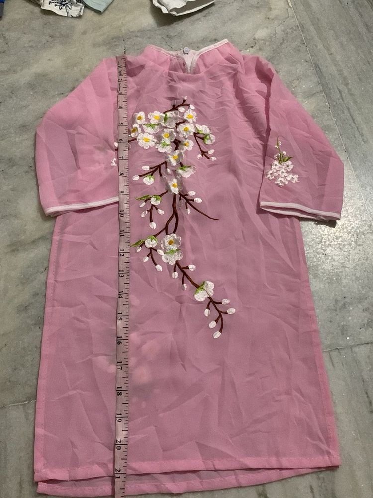 Pink Embroidered Kurta