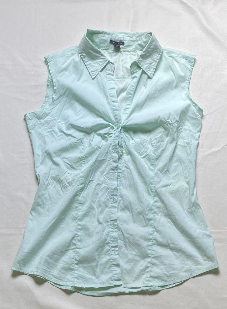 Light Blue Sleeveless Collared Shirt