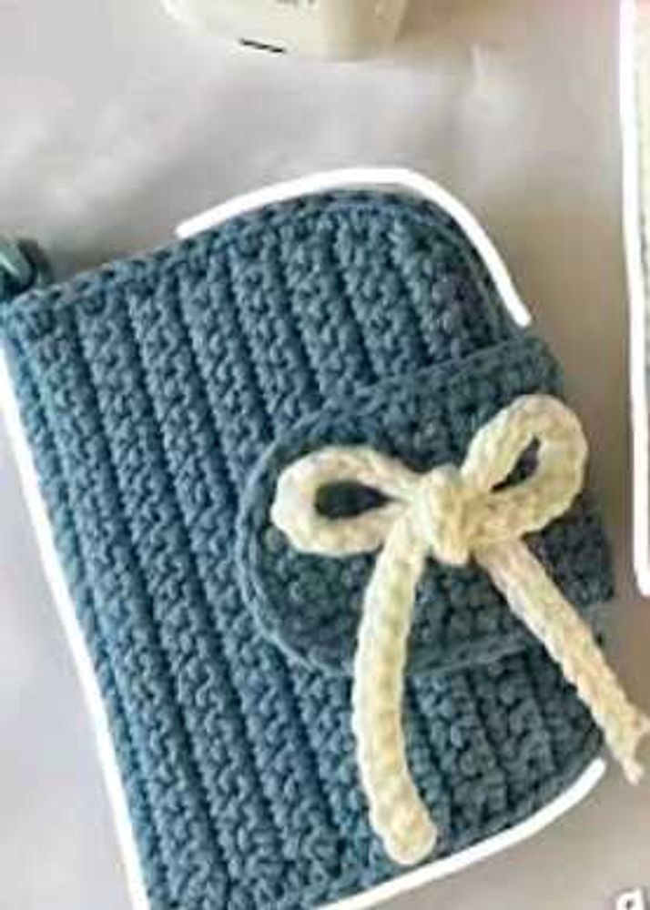 Handmade Crochet Pouch with Bow
