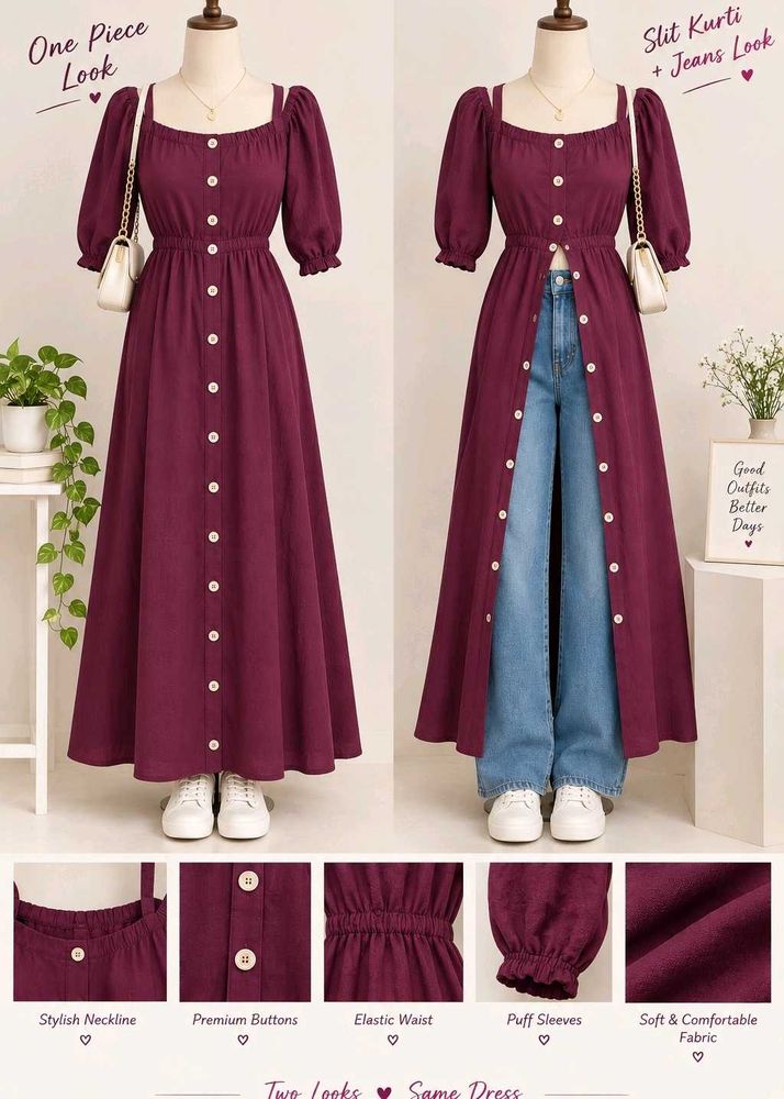 Button-Down Maxi Dress / Slit Kurti – 2-
