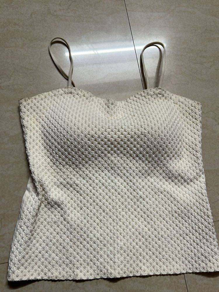 Cream Textured Cami Top