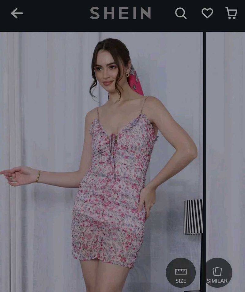 Chic Floral Print Ruched Mini Dress