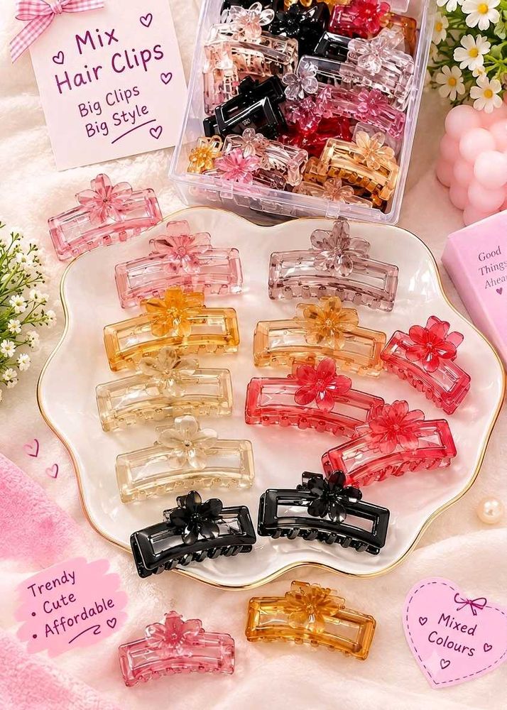 Big Chic Flower Claw Clips Set 5