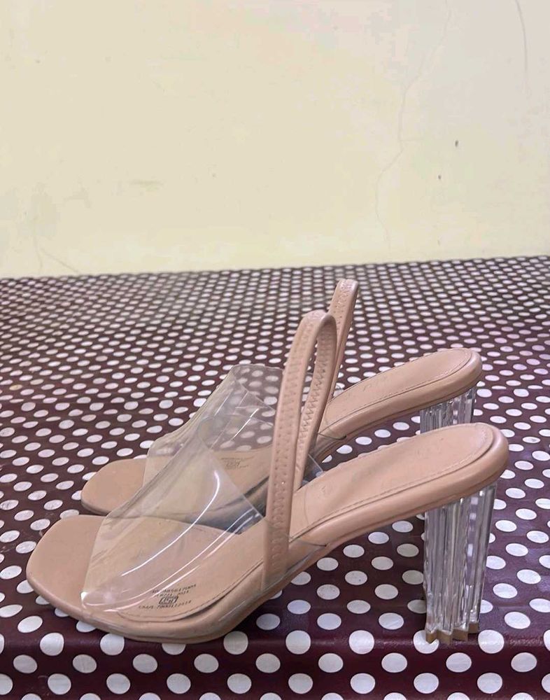 Chic Clear Strap Block Heels