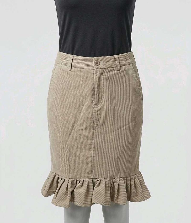 Khaki pleated midi skirt