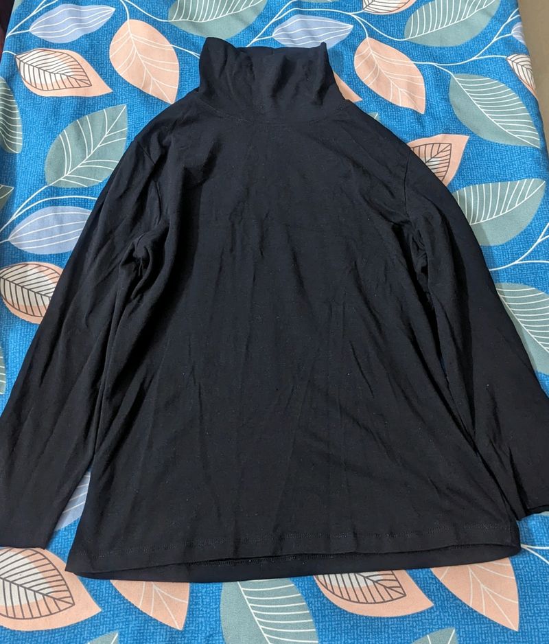 Black Polo Neck Rough Top