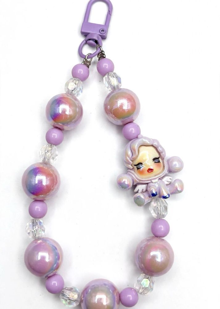 Lavender Angel Doll Beaded Bag Charm