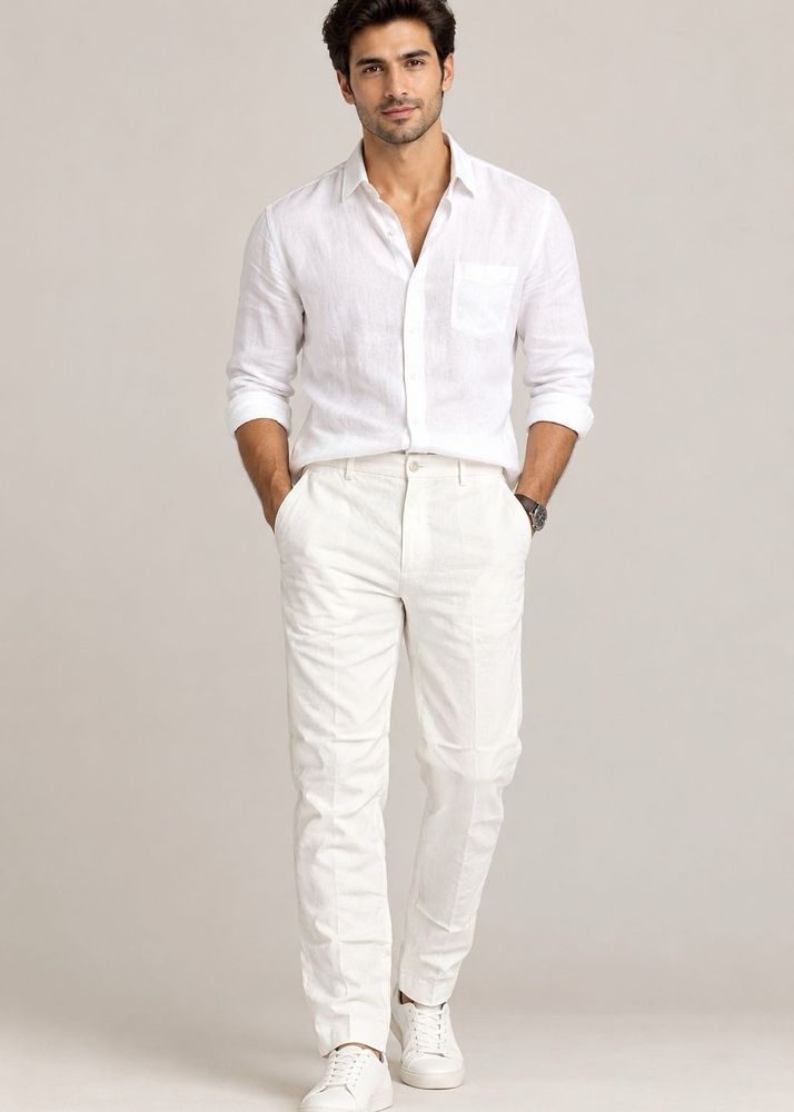 Zara Men's White Linen Pants
