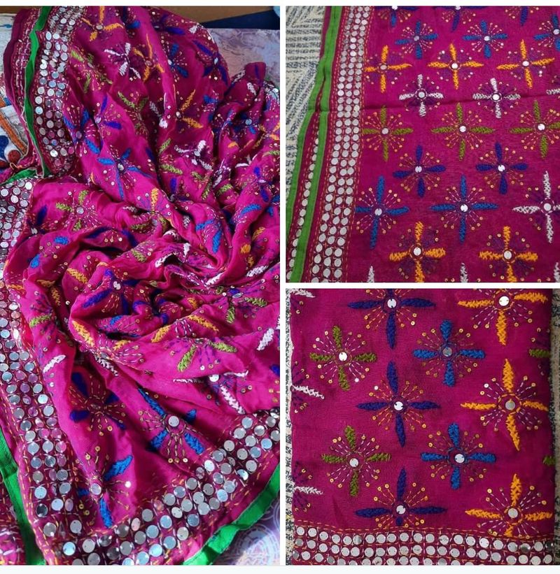 Vibrant Embroidered Dupatta with Mirror Work