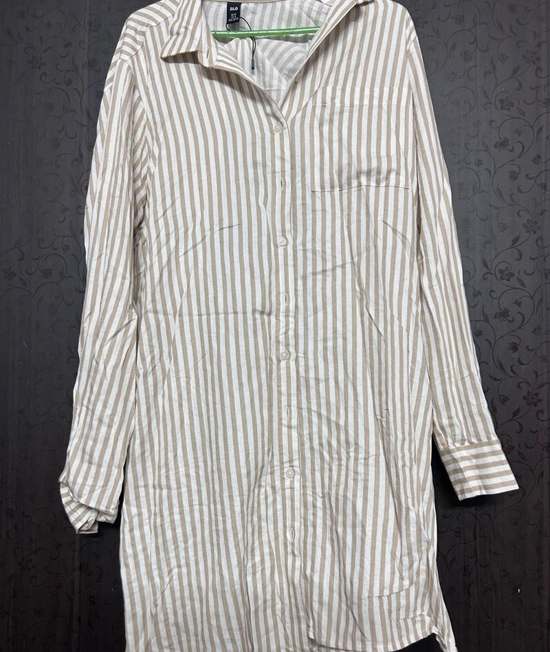 Striped Button-Down Shirt Dress
