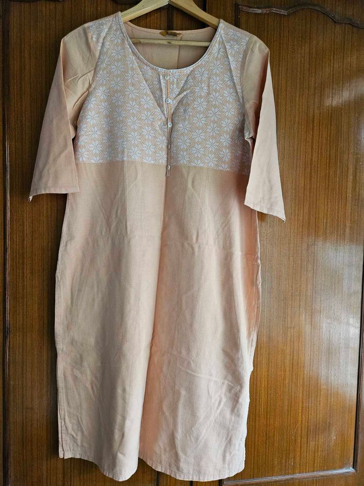 Peach Floral cotton Kurta