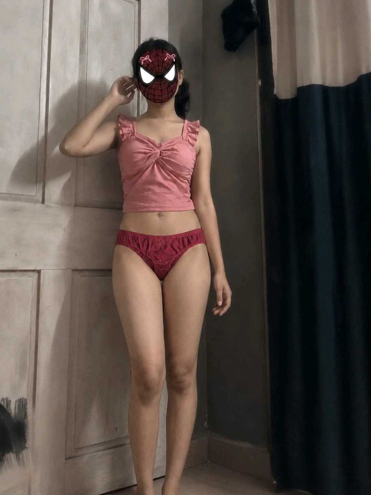 Comfortable Burgundy Briefs with Lace Detail
