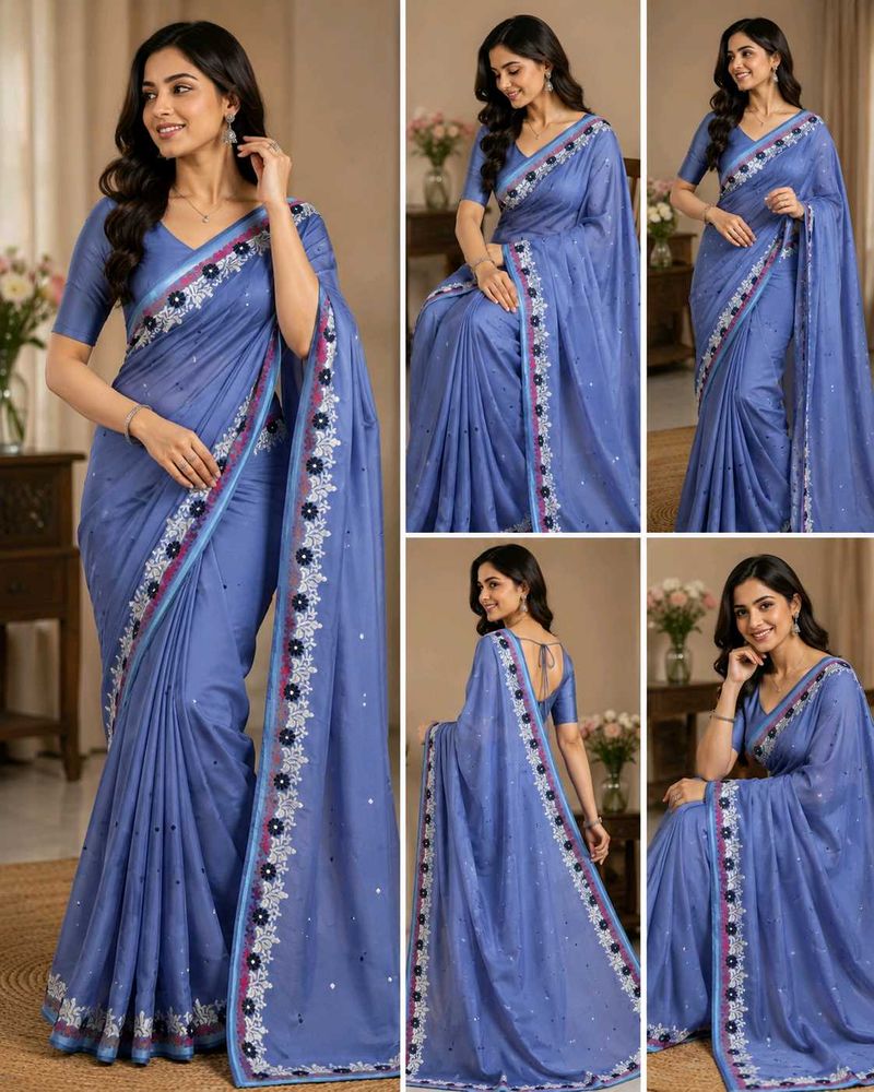 Saree with ready blouse fully new